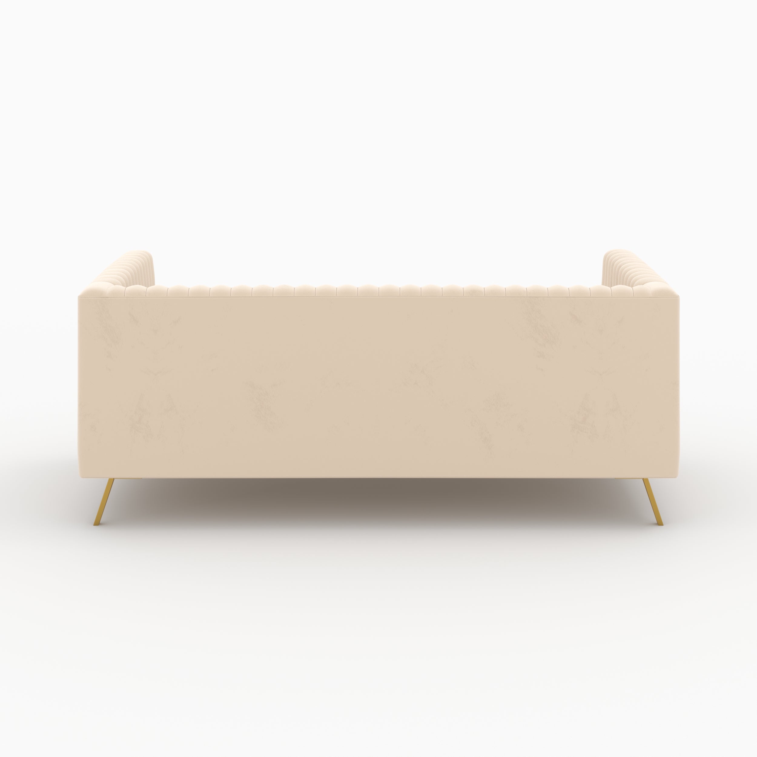 2 canapes en velours beige 5 places gatsby pieds dores