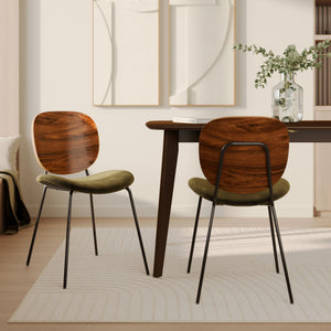 2 chaises marron et kaki en velours