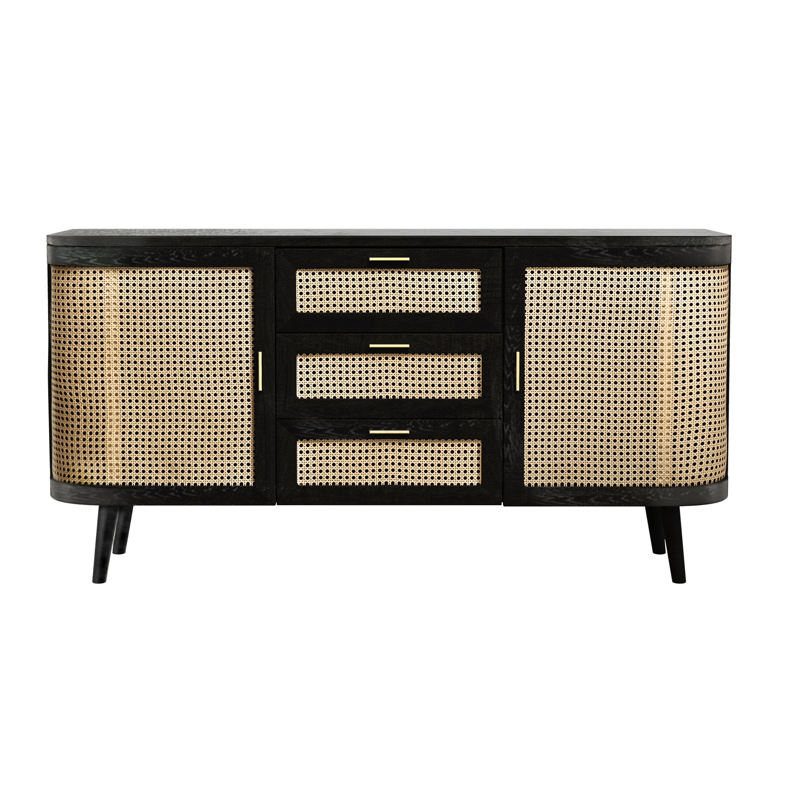 achat buffet en bois de manguier et cannage