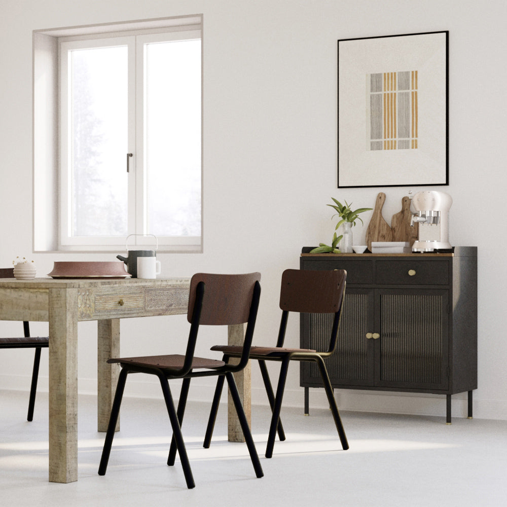 achat buffet gauthier noir en metal bois glace