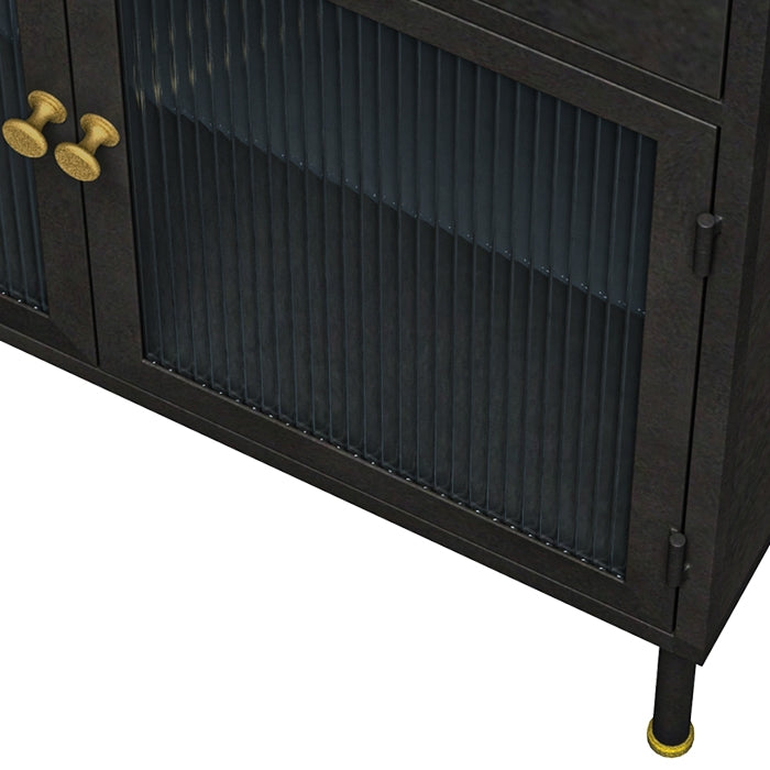 achat buffet noir en metal bois glace