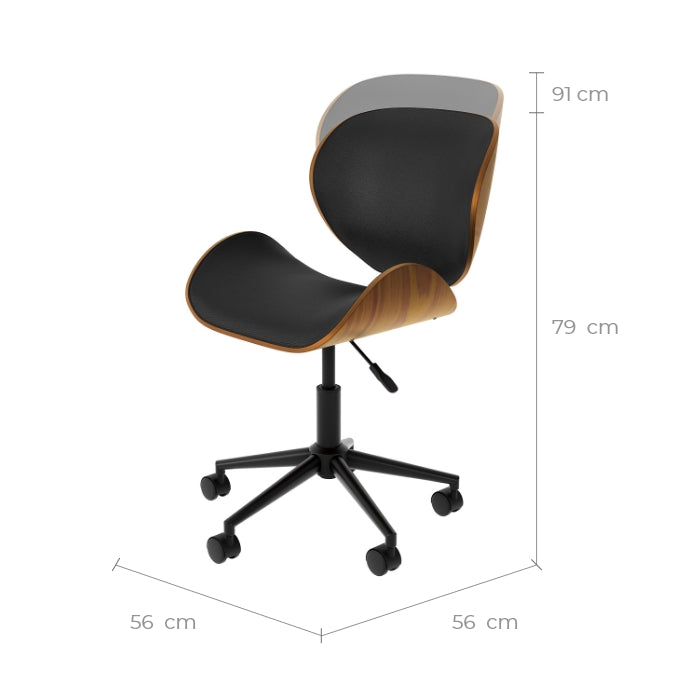 achat chaise de bureau noire rembourr_e et pivotante en pu hauteur assise reglable