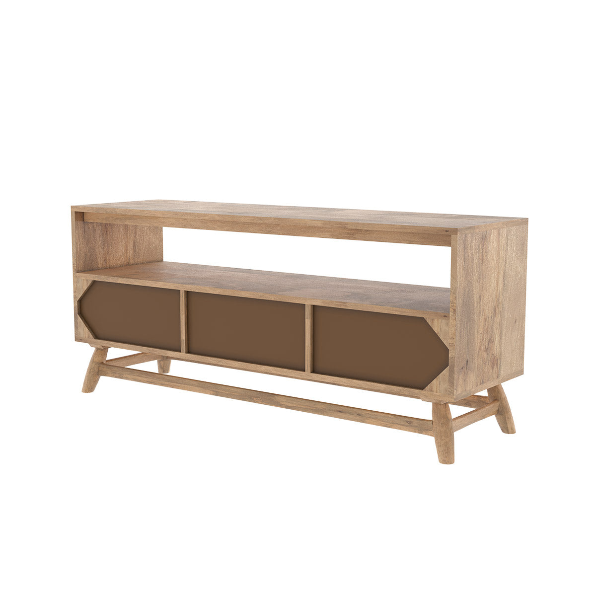 achat meuble tv trois tiroirs en bois de manguier edgar