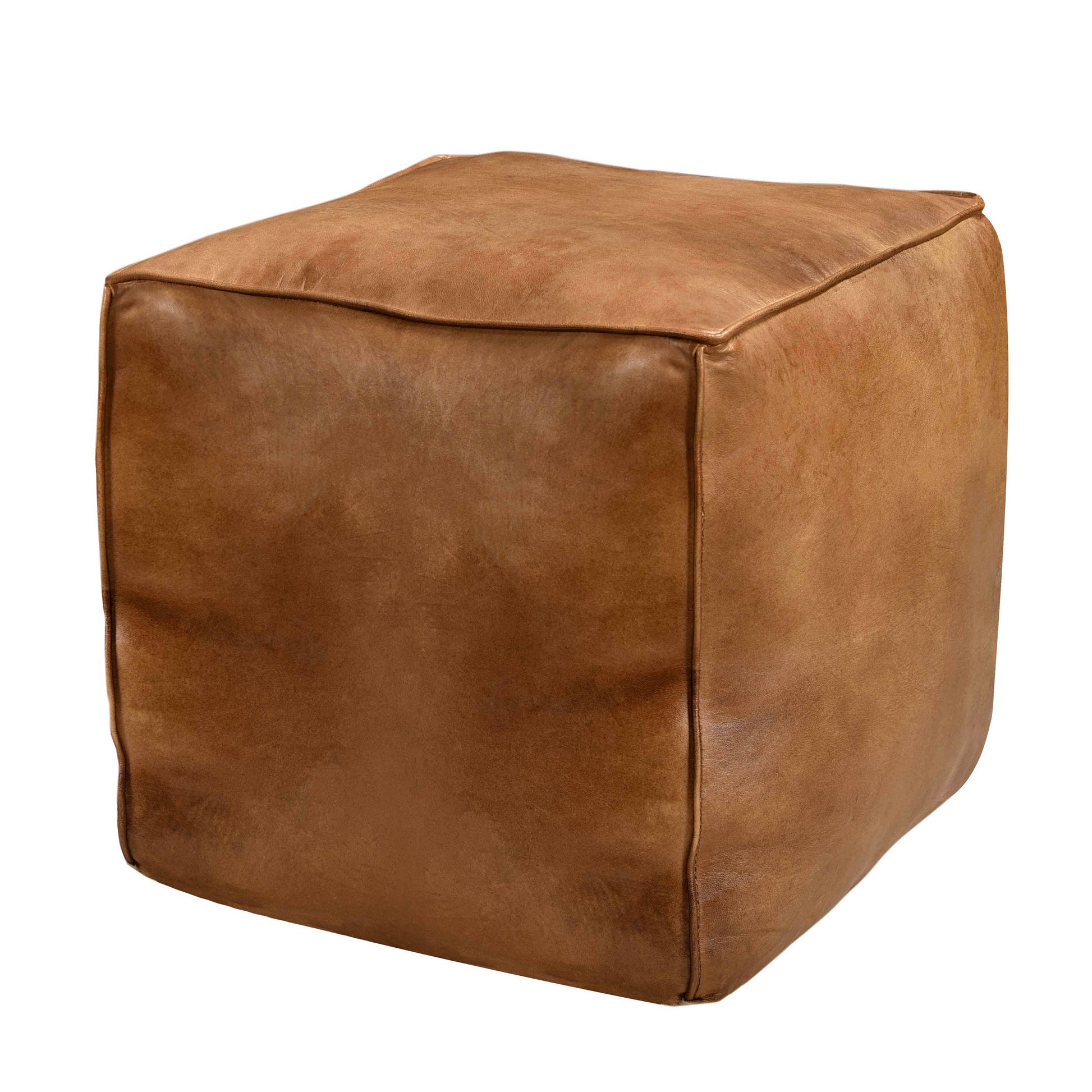achat pouf cuir marron