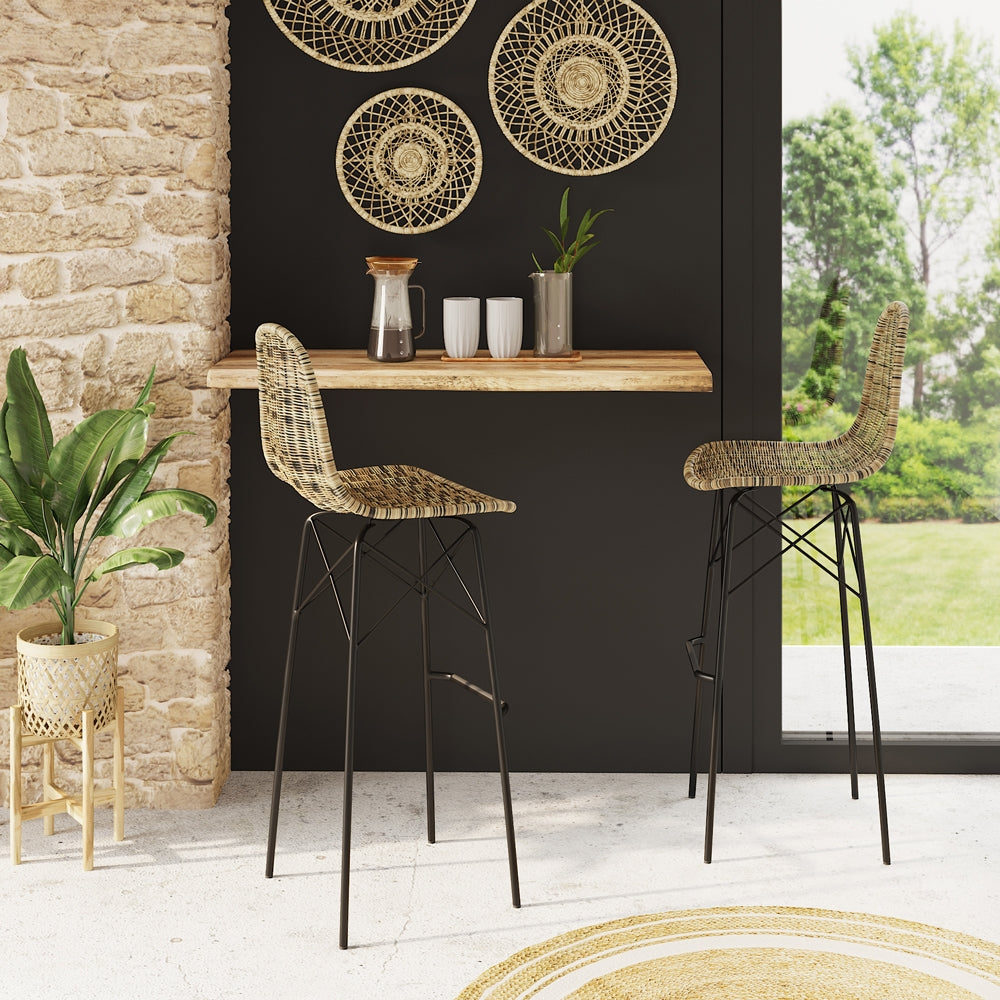 acheter chaise de bar en resine naturelle lot de 2