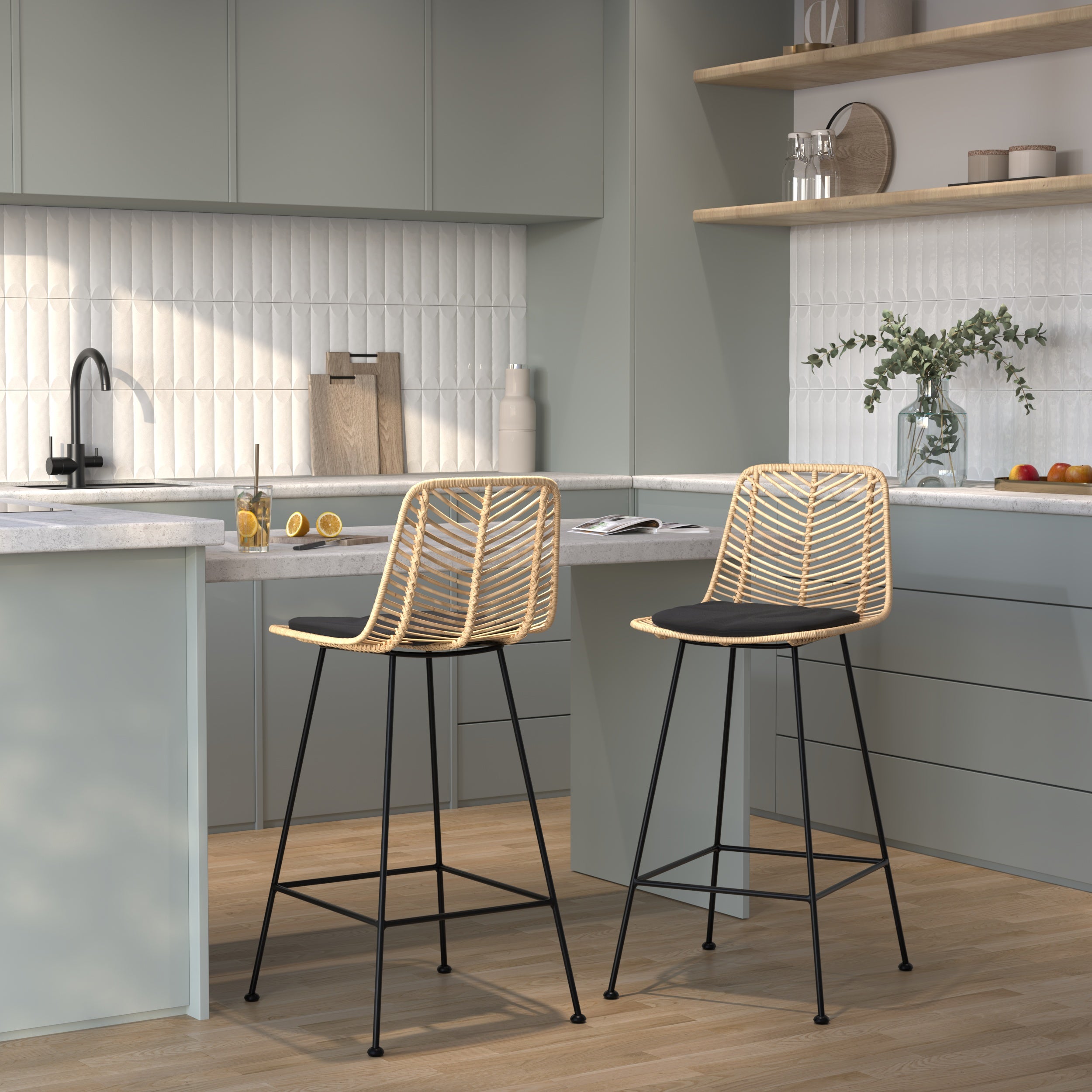 acheter chaise de bar mi hauteur rotin naturel tamara