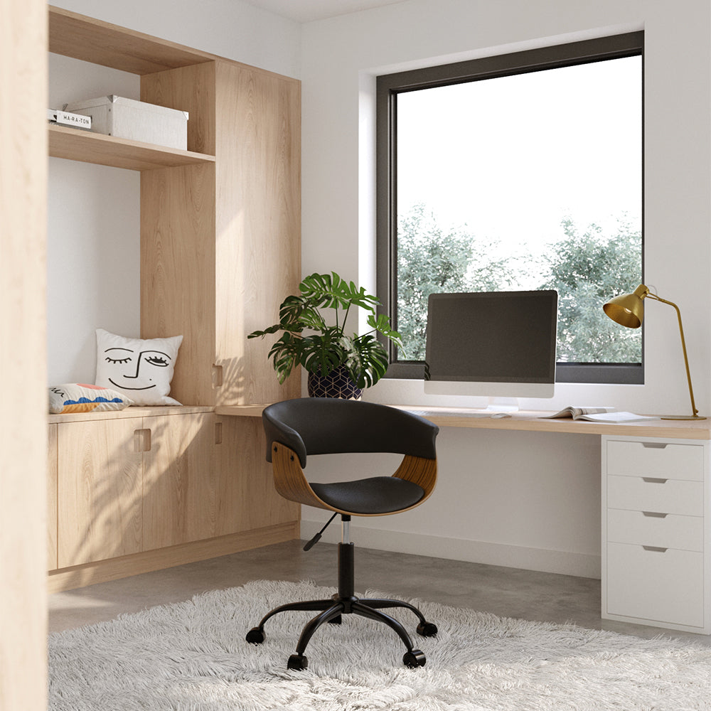 acheter chaise de bureau avec cuir synthetique et en bois