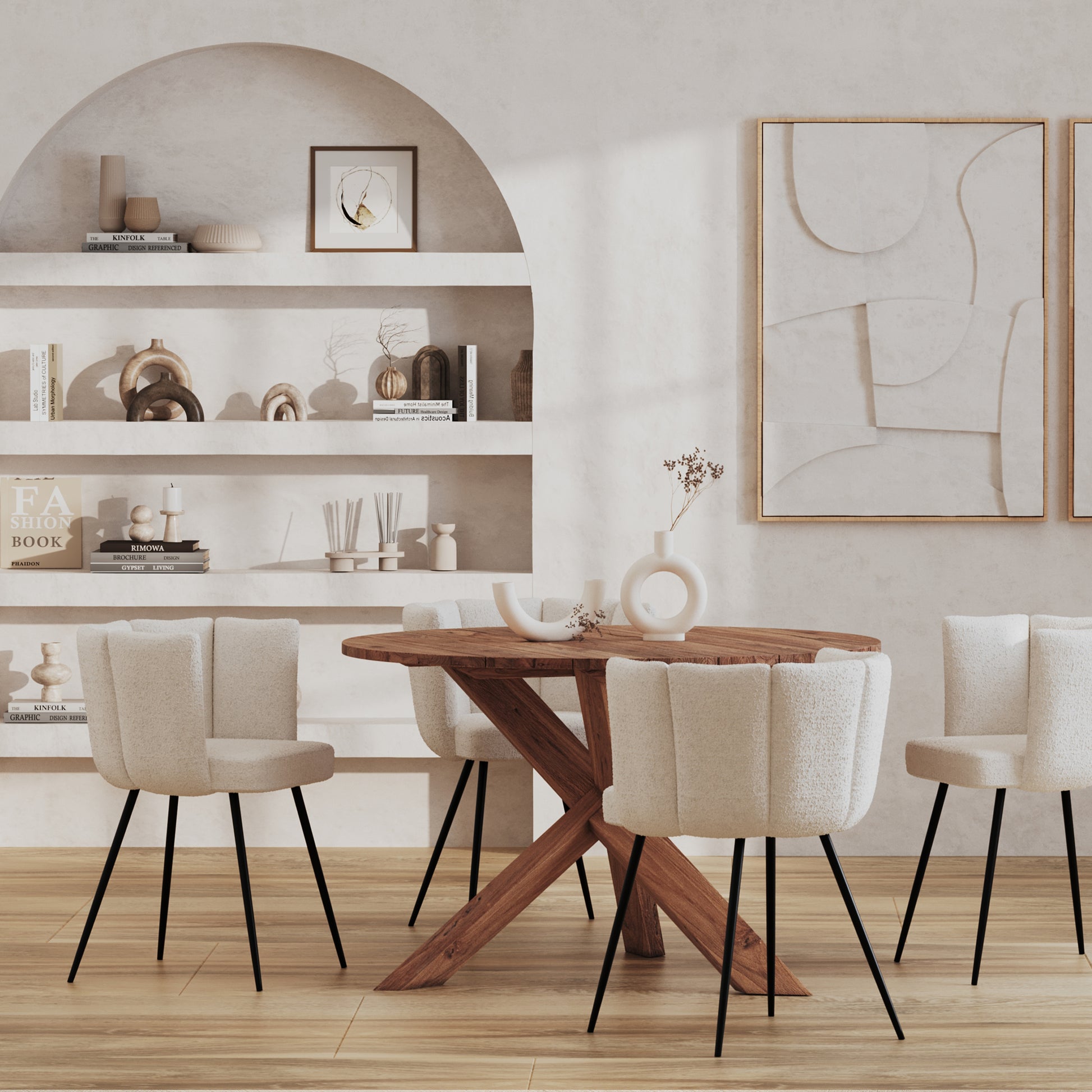 acheter chaise en bouclette beige lot de 2