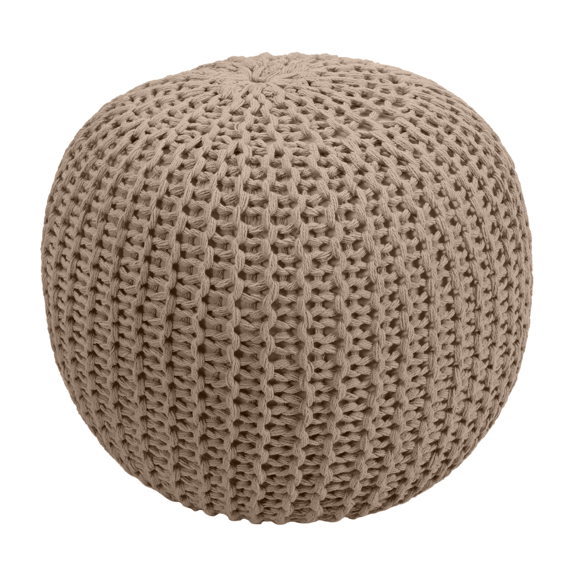 acheter pouf rond taupe en tricot