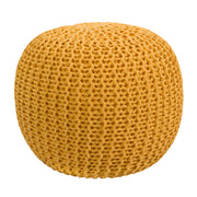 acheter pouf rond tricot jaune moutarde