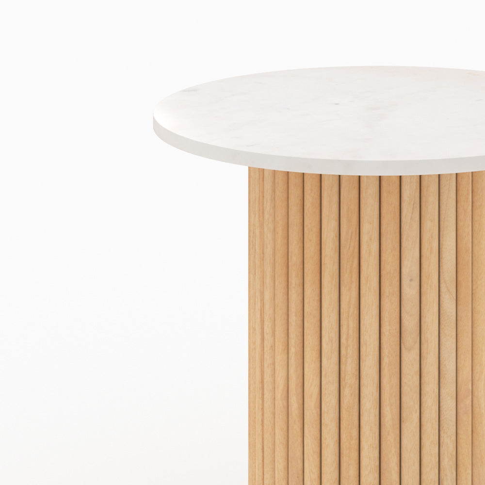 agathe table d appoint en marbre et bois de manguier diametre 40 cm
