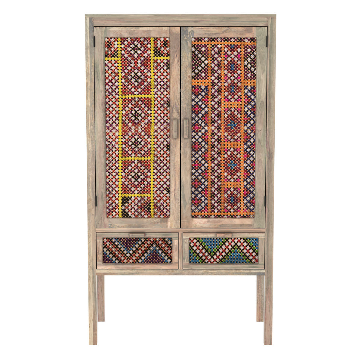 armoire en bois de manguier cannage couleur