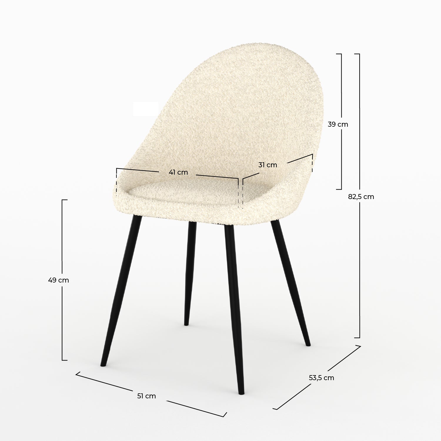 blanc casse chaise tissu boucle lot 2 rona