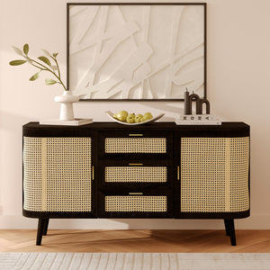 buffet wendy en bois et cannage