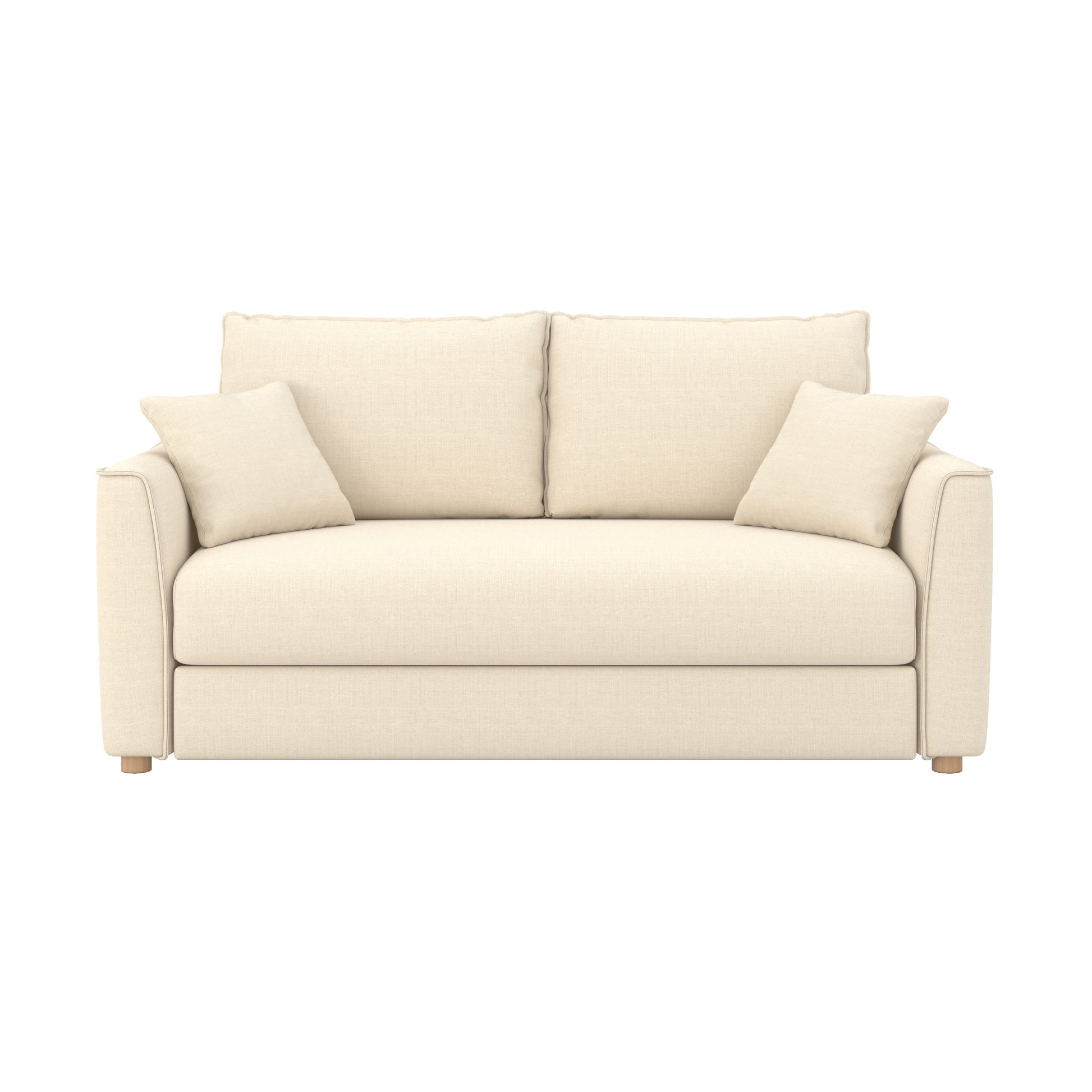 canape convertible 2 places olympe en tissu texture beige fond blanc