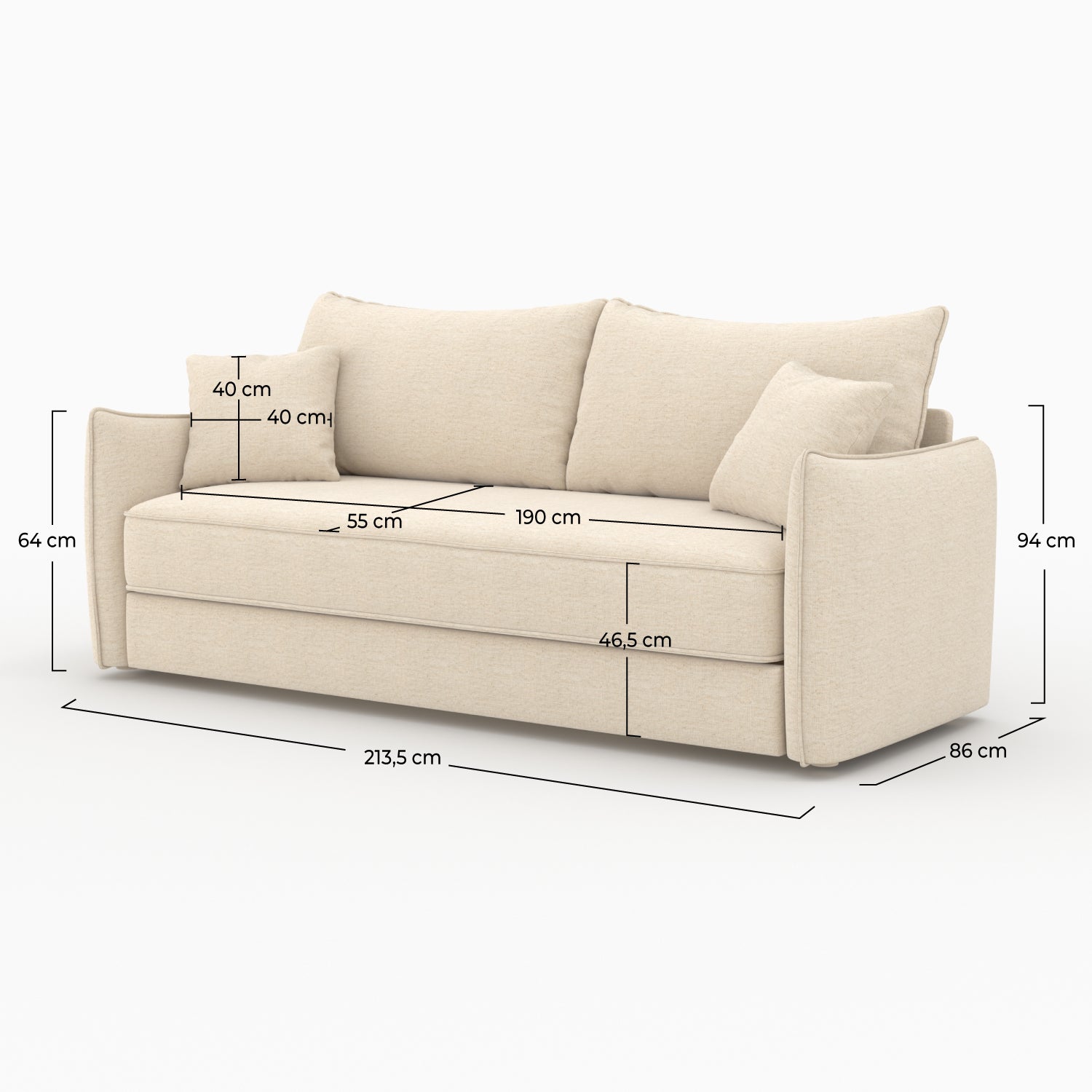 canape convertible 3 places celeste en tissu lin blanc casse canape lit