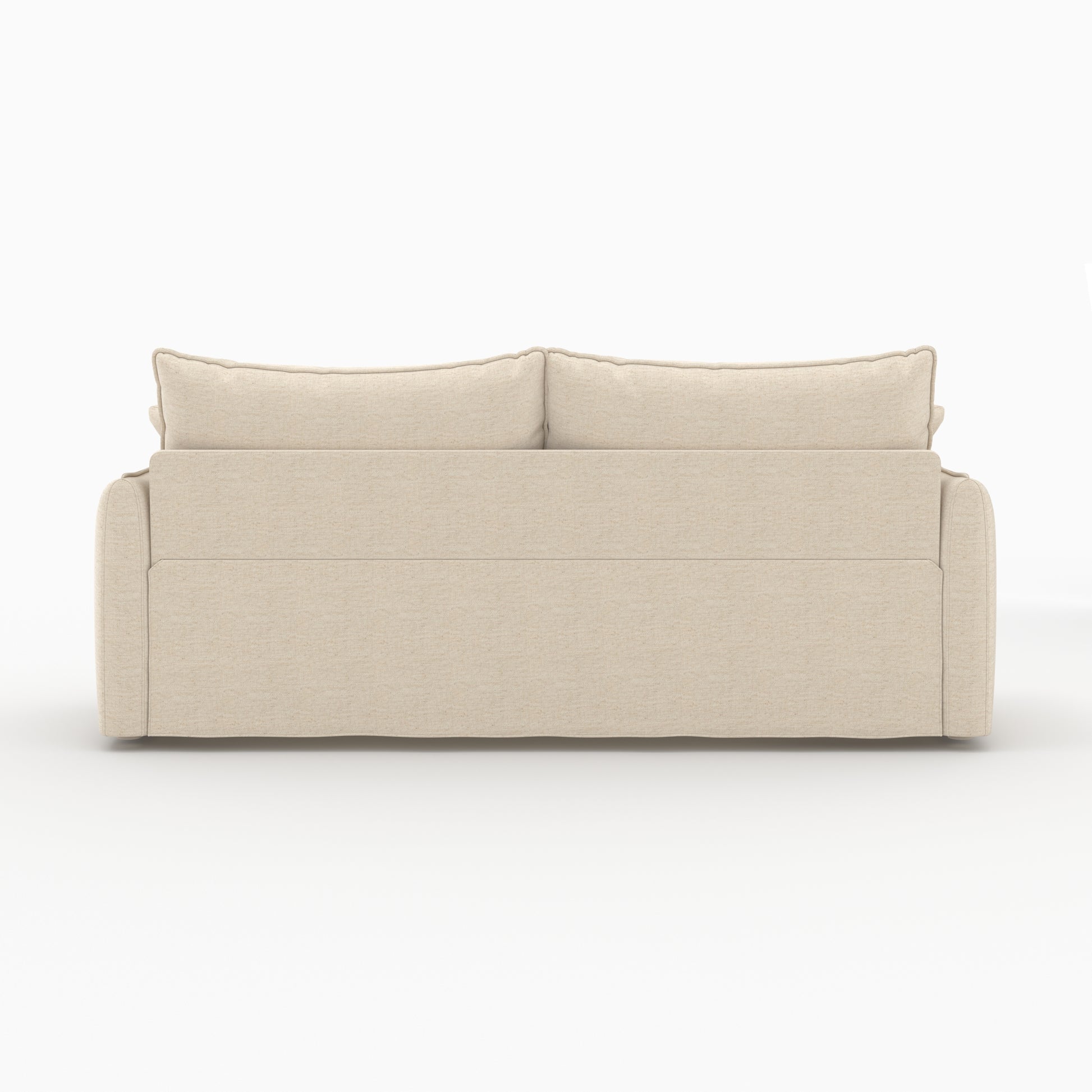 canape convertible 3 places celeste tissu effet lin blanc casse