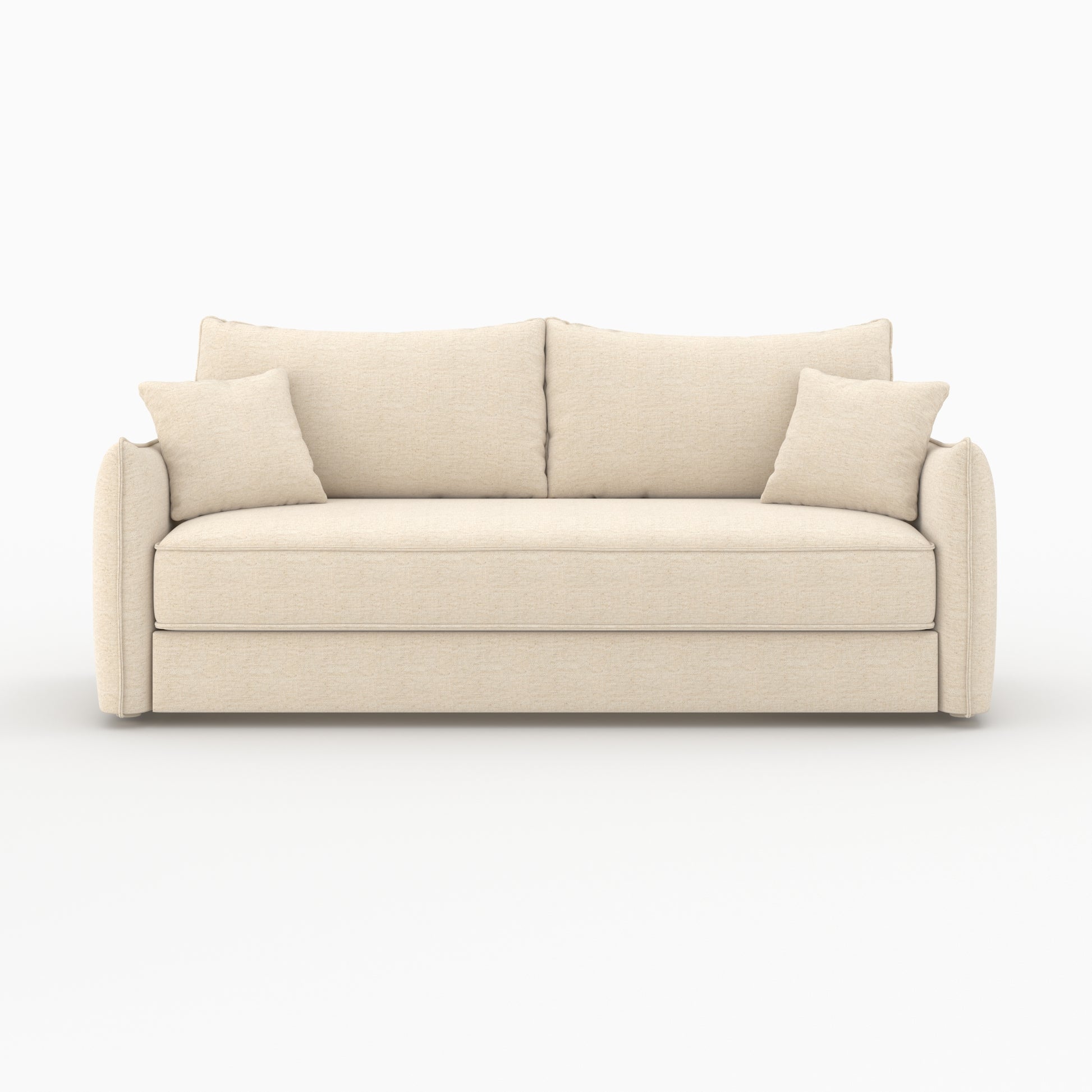 canape convertible celeste 3 places en tissu effet lin blanc casse