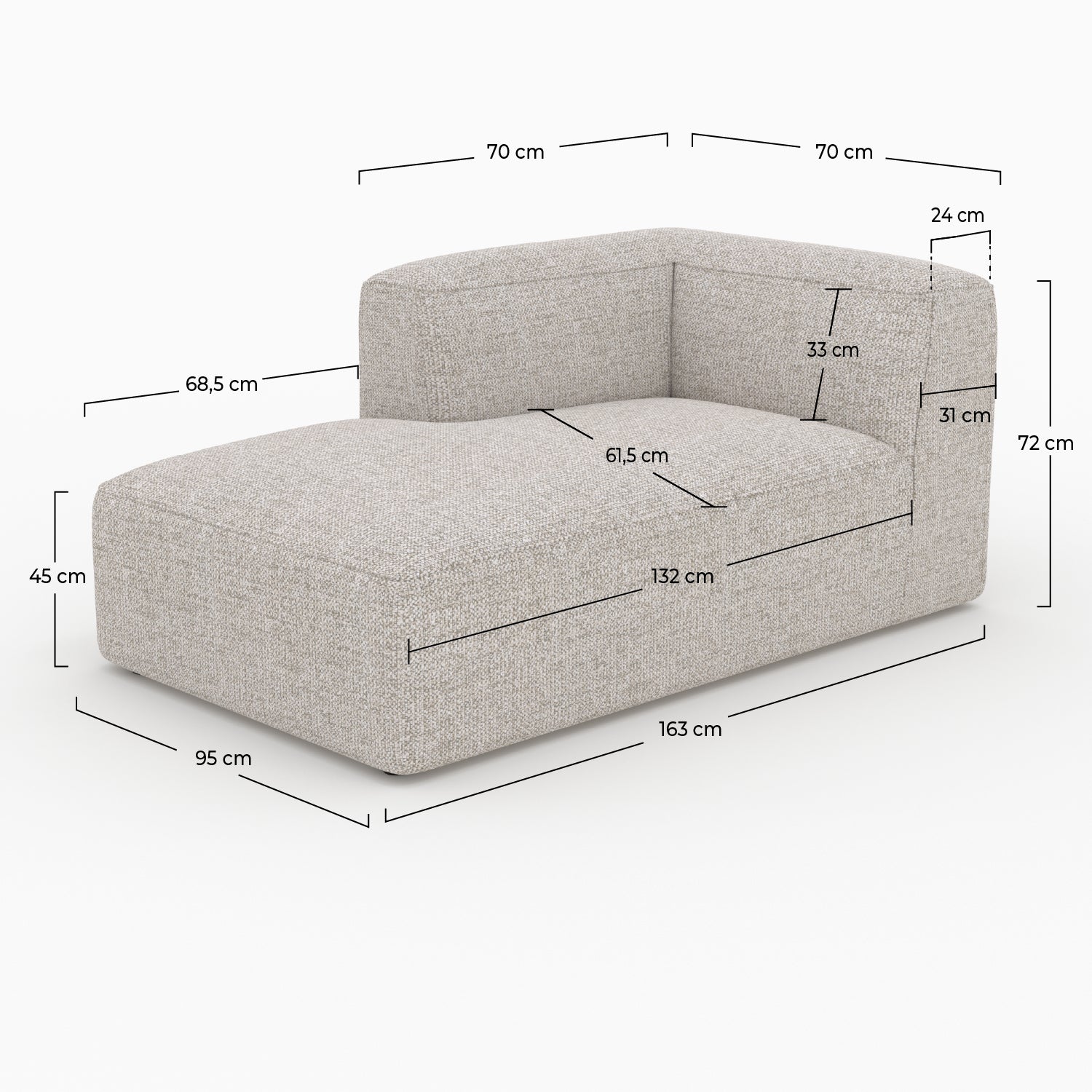 Ecksofa links Hestia für beiges Stoff-Modulsystem