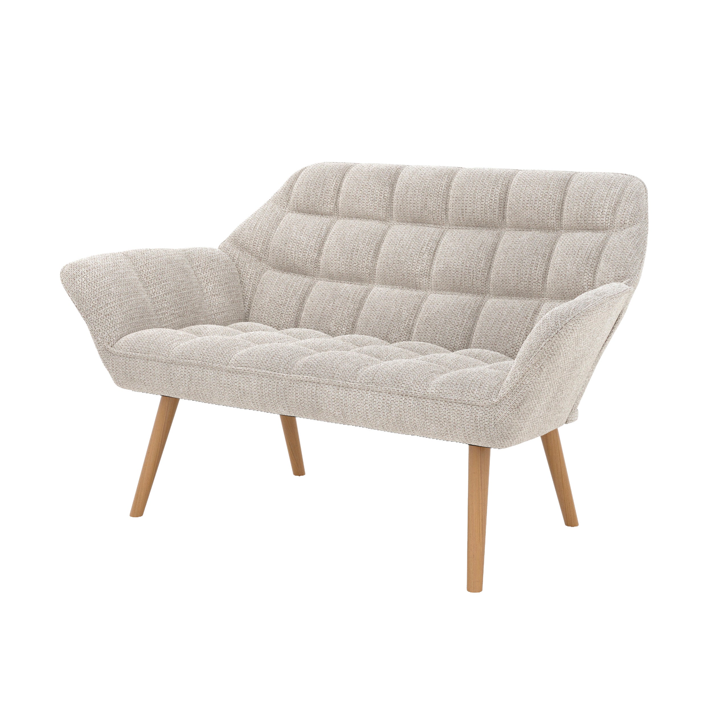 canape simba 2 places en tissu gris clair fond blanc