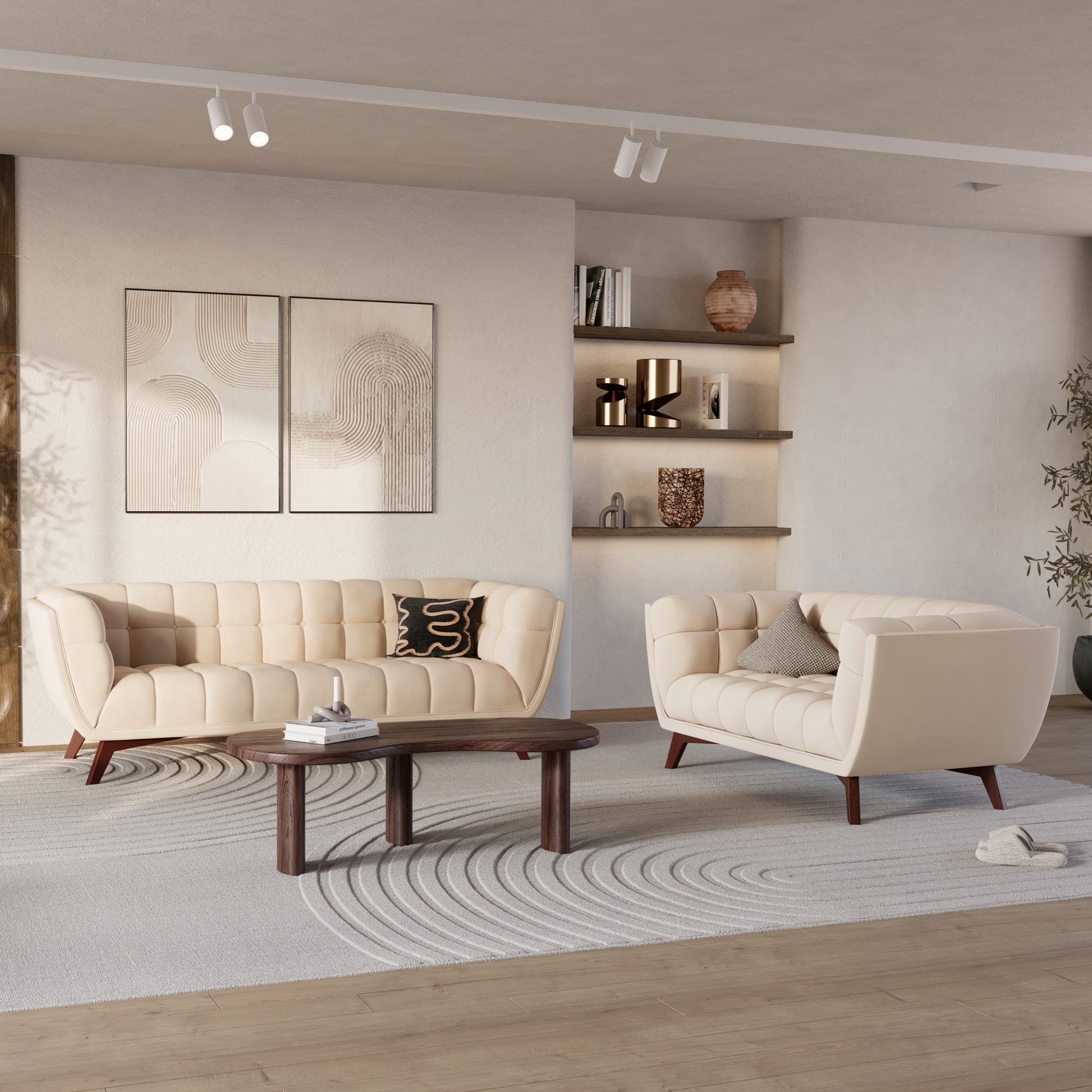 canape velours beige mona 3 personnes