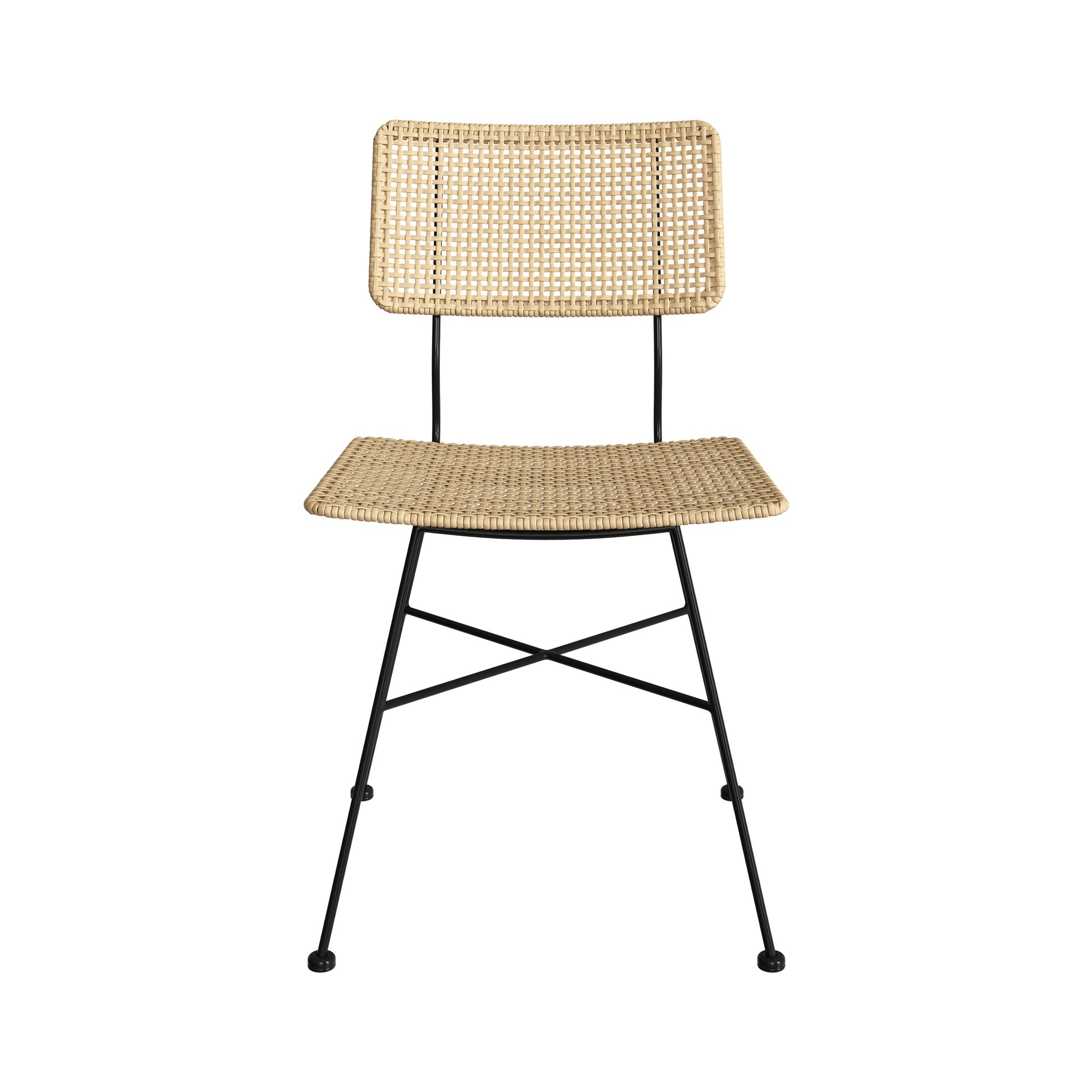 chaise borga e rotin pieds metal