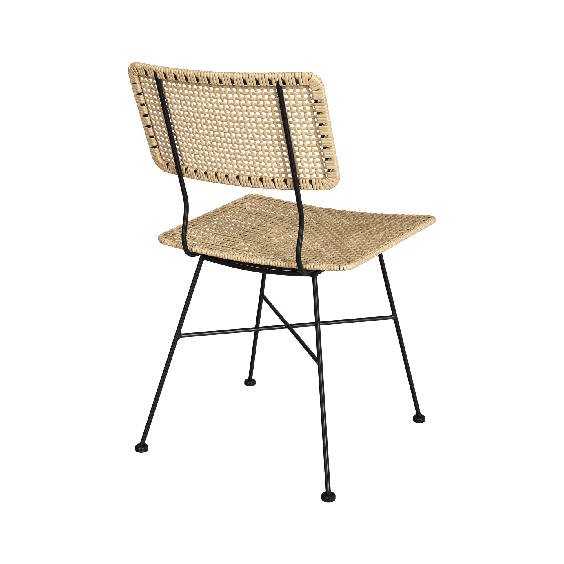 chaise borga en rotin et pieds en metal