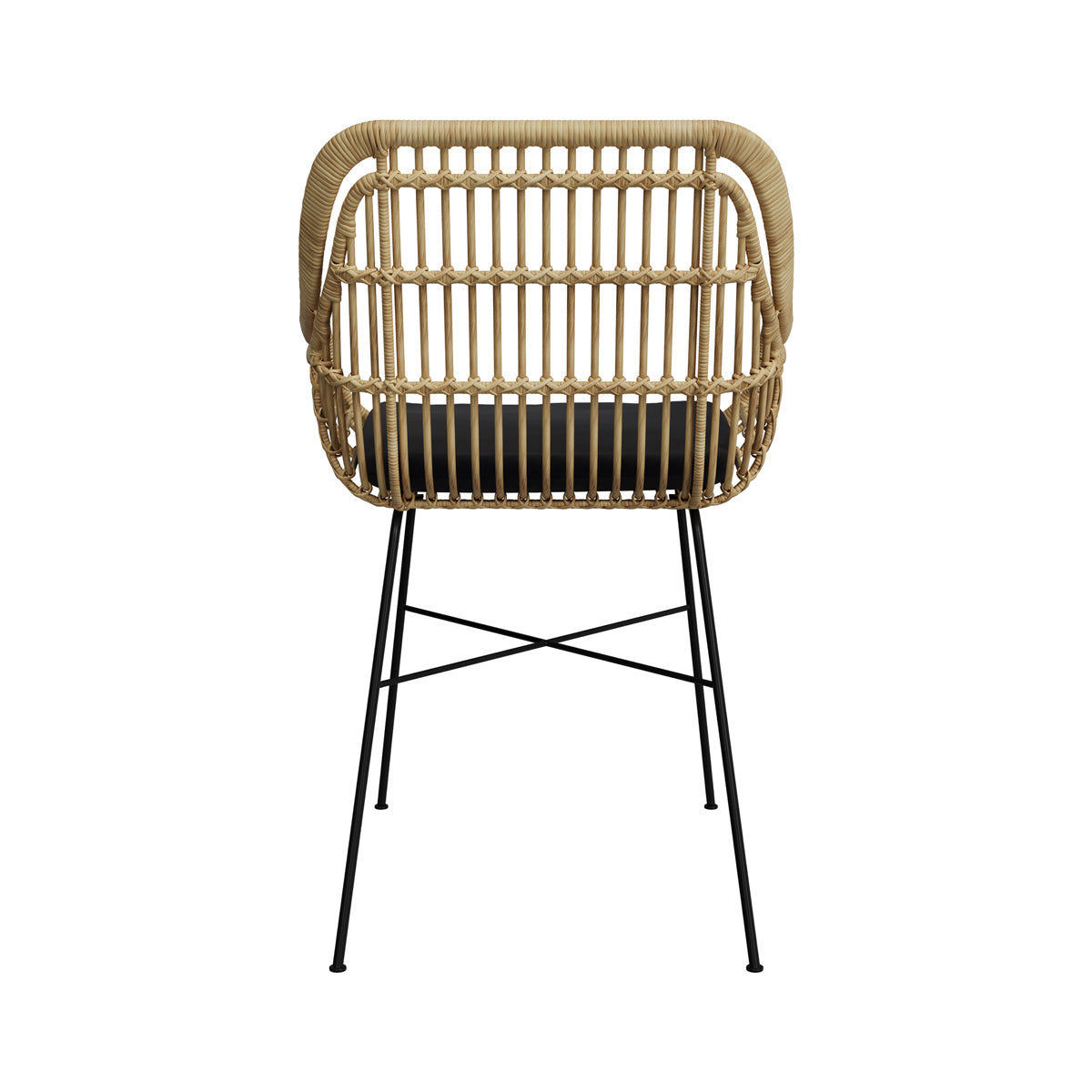 chaise chiloe en rotin et pieds noir