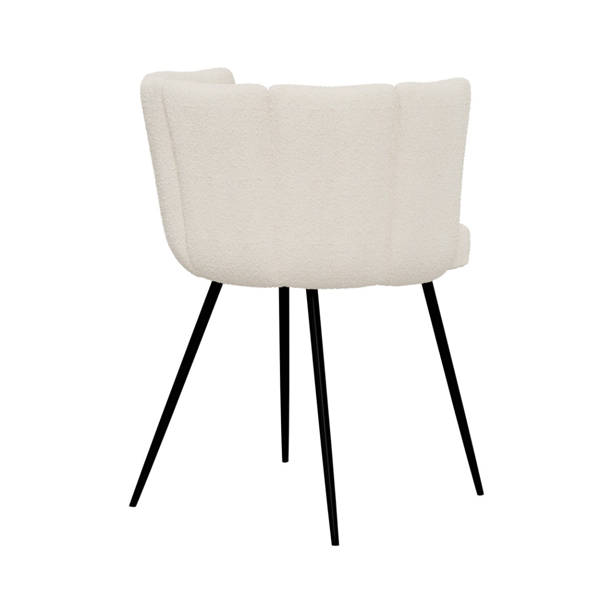 chaise cosette en tissu boucle beige et pieds en metal