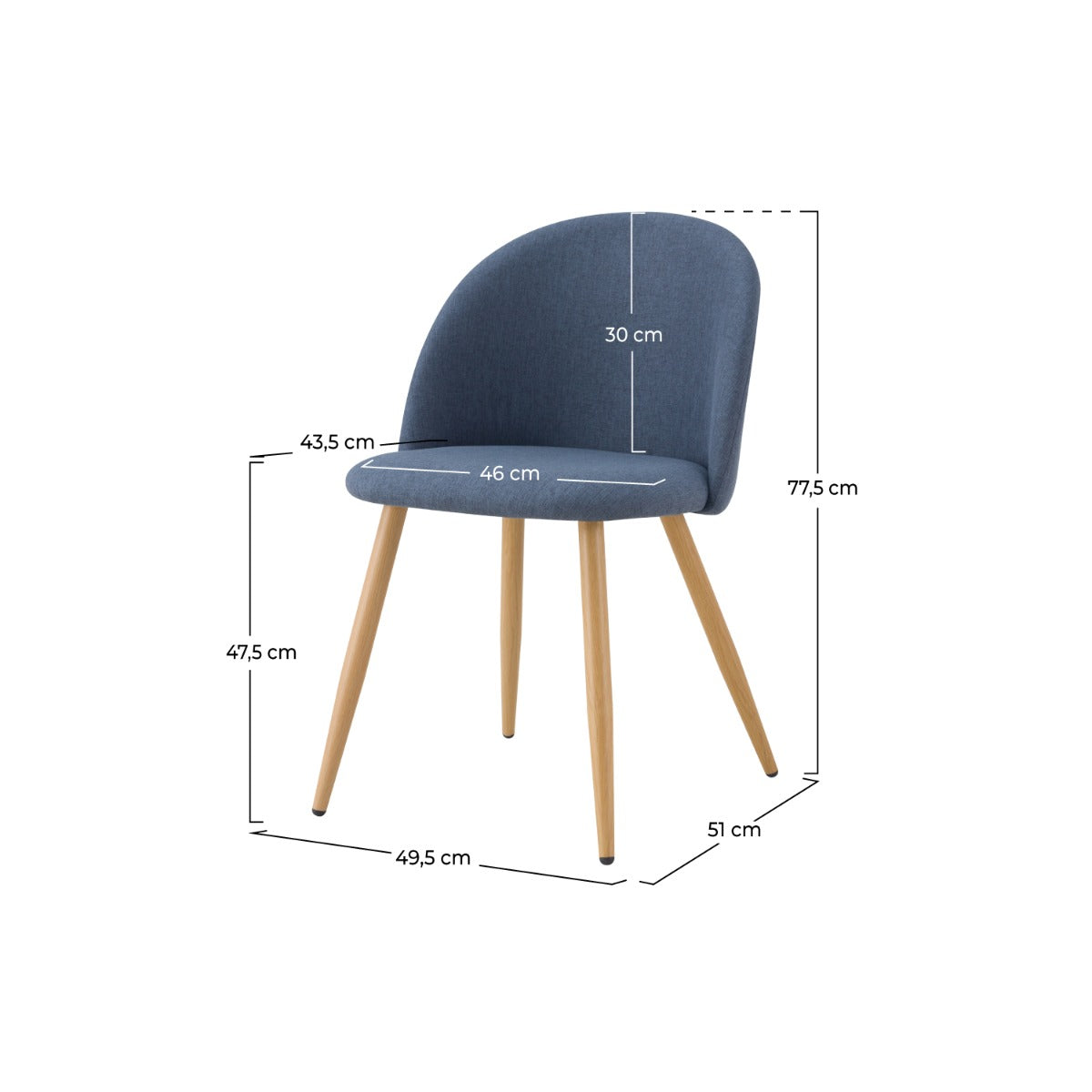 chaise cozy en tissu bleu lot de 2