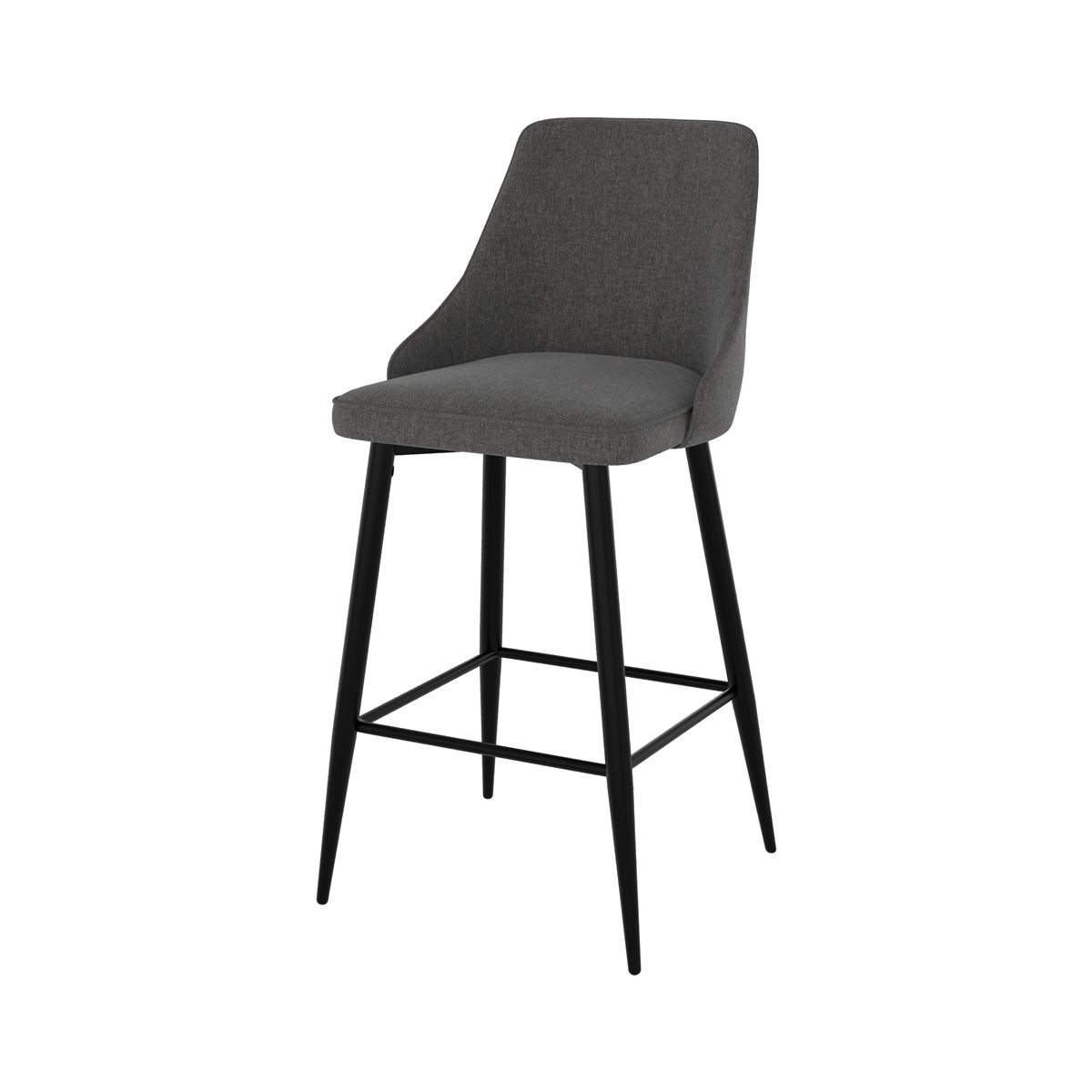 chaise de bar confortable pipo en tissu gris fonce et pieds metal