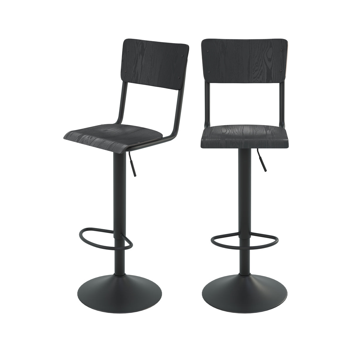 chaise de bar ecolier noir bois lot de 2