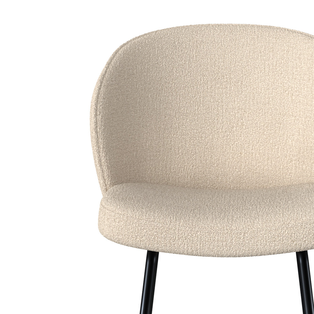 chaise de bar en tissu beige boucle pieds en metal noir lot de 2 groom