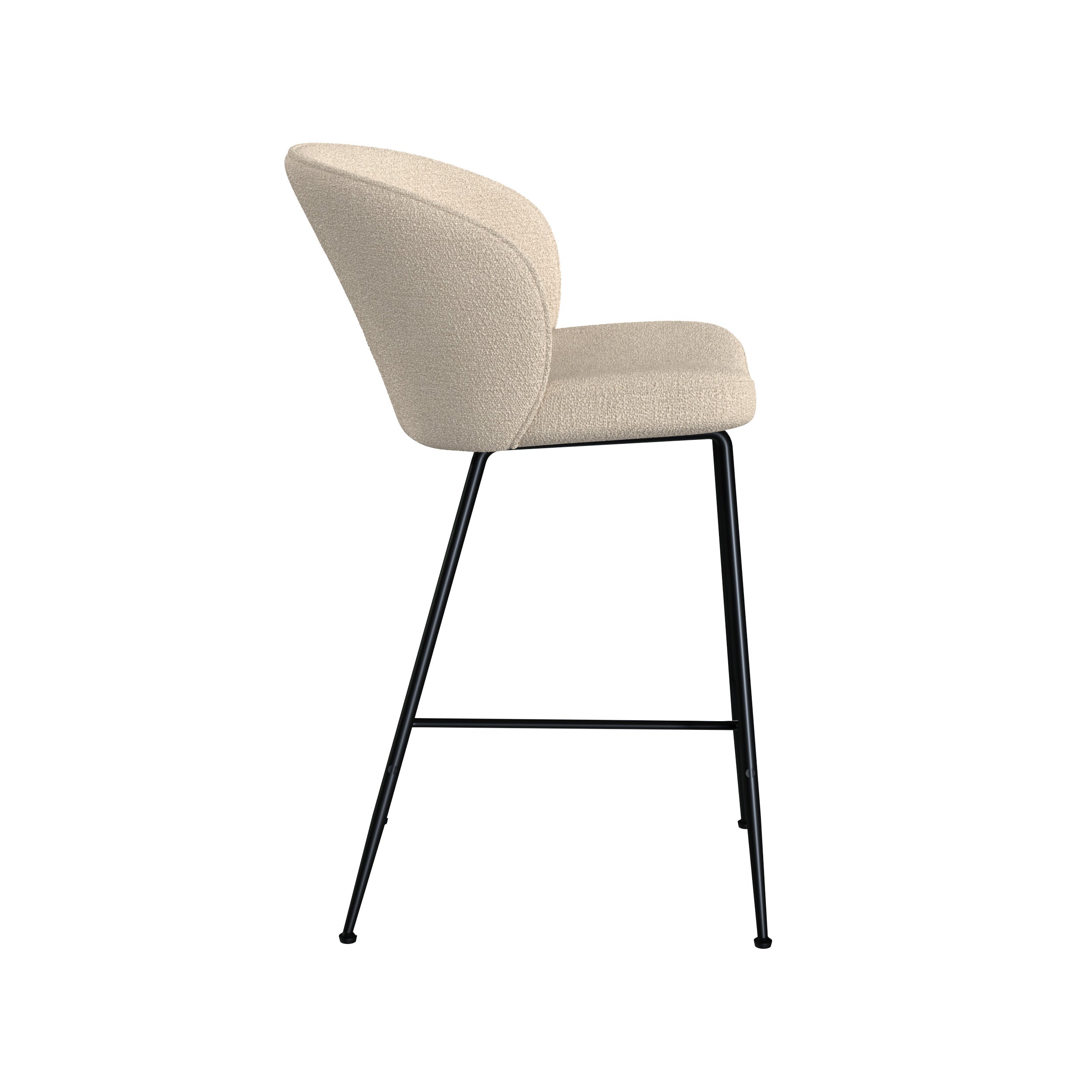 chaise de bar groom en tissu boucle beige et pieds metal noir 66 cm lot de 2