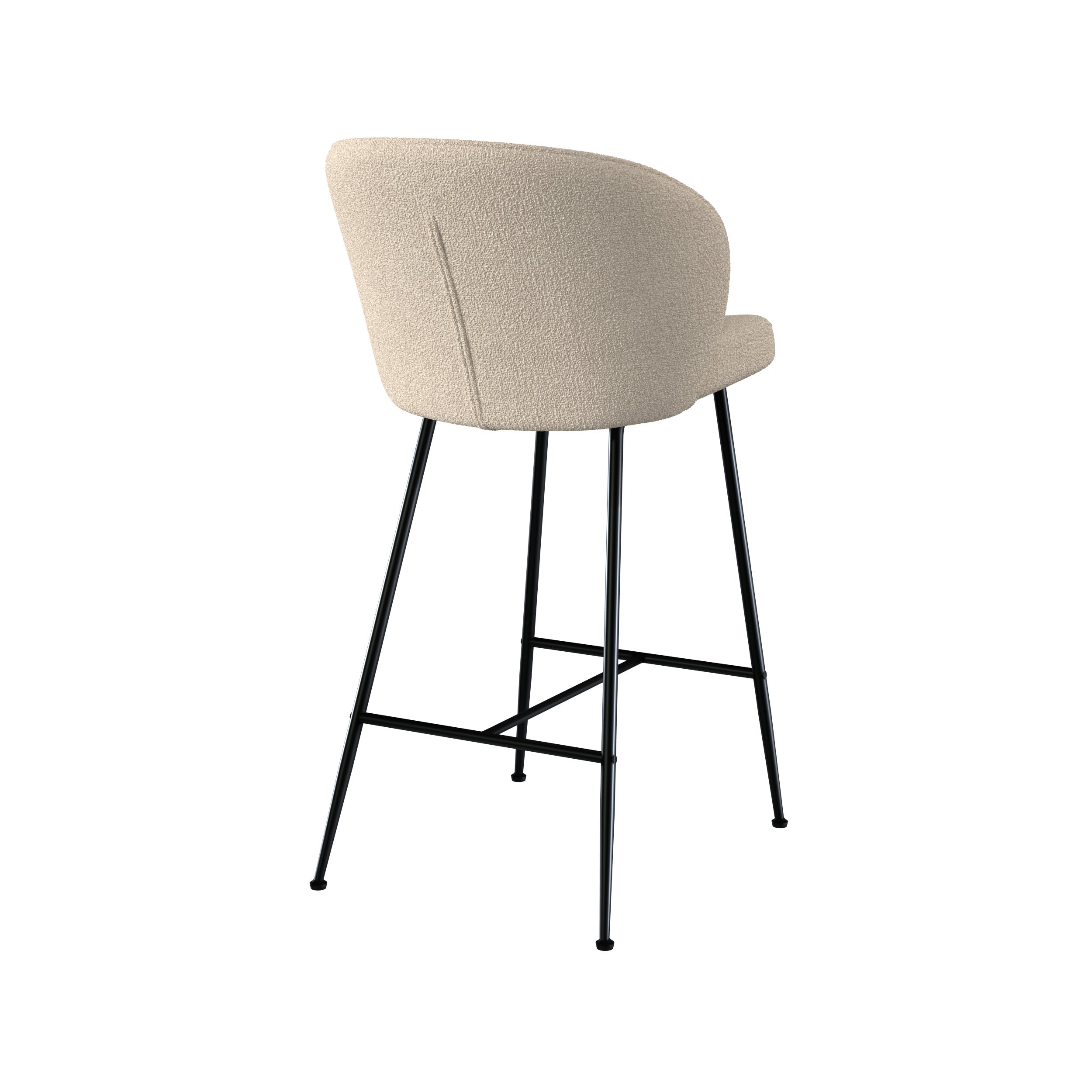 chaise de bar groom tissu boucle beige pieds metal noir 66 cm lot de 2