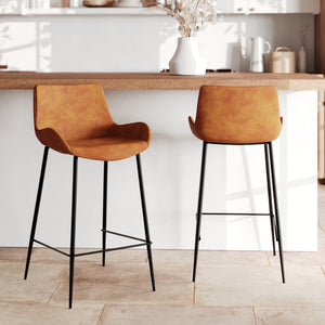 chaise de bar mi hauteur camel pirata 65 cm lot de 2
