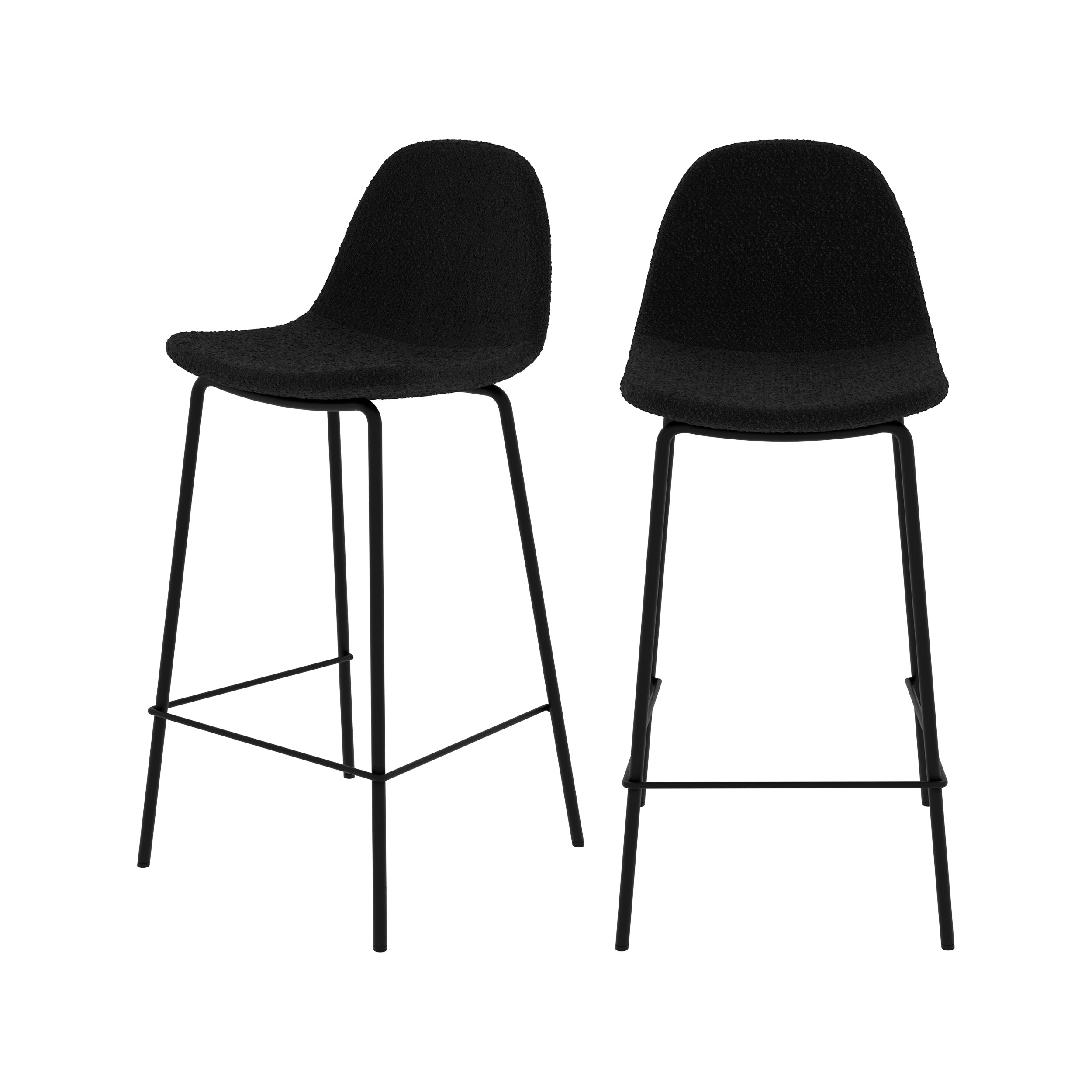 chaise de bar mi hauteur henrik en tissu noir 65 cm lot de 2