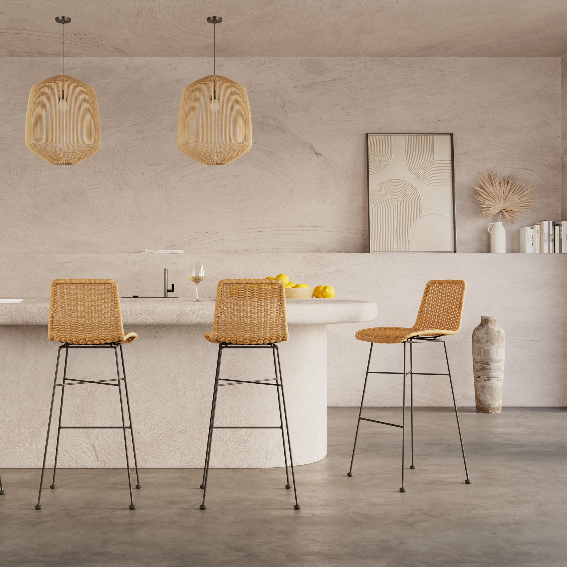 chaise de bar mi hauteur mandya naturelle 63 cm pieds noirs