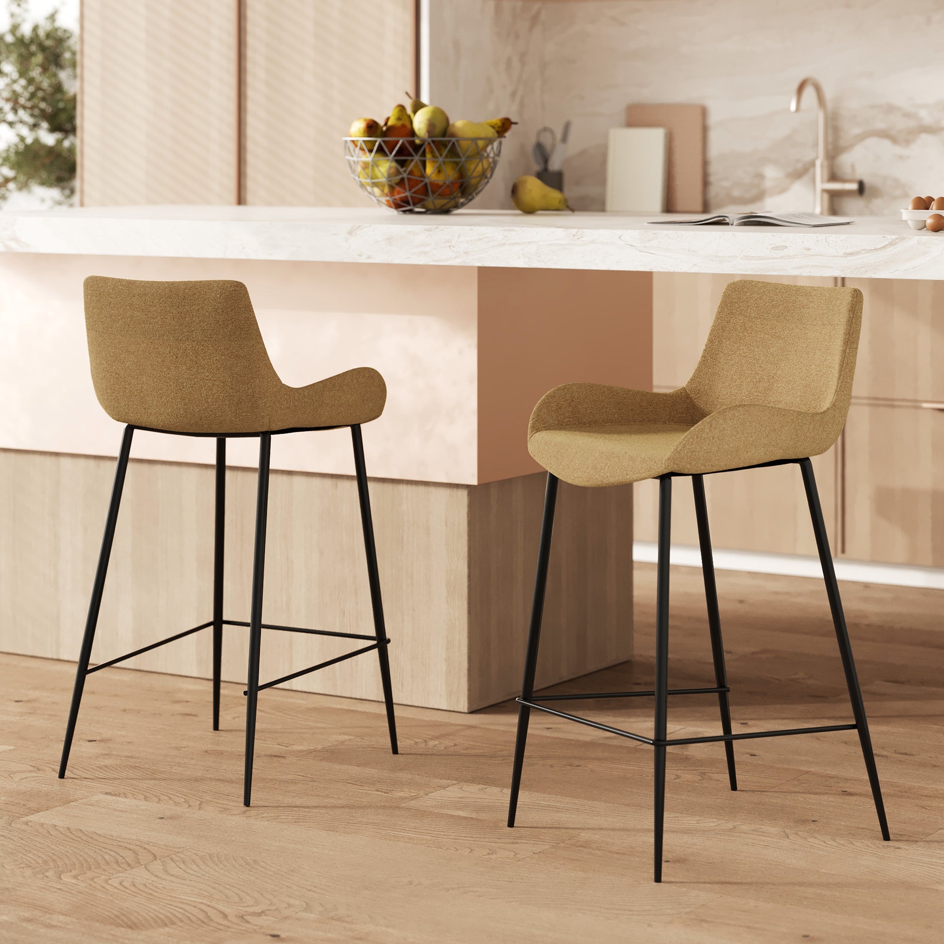 chaise de bar pirata tissu jaune 65 cm lot de 2