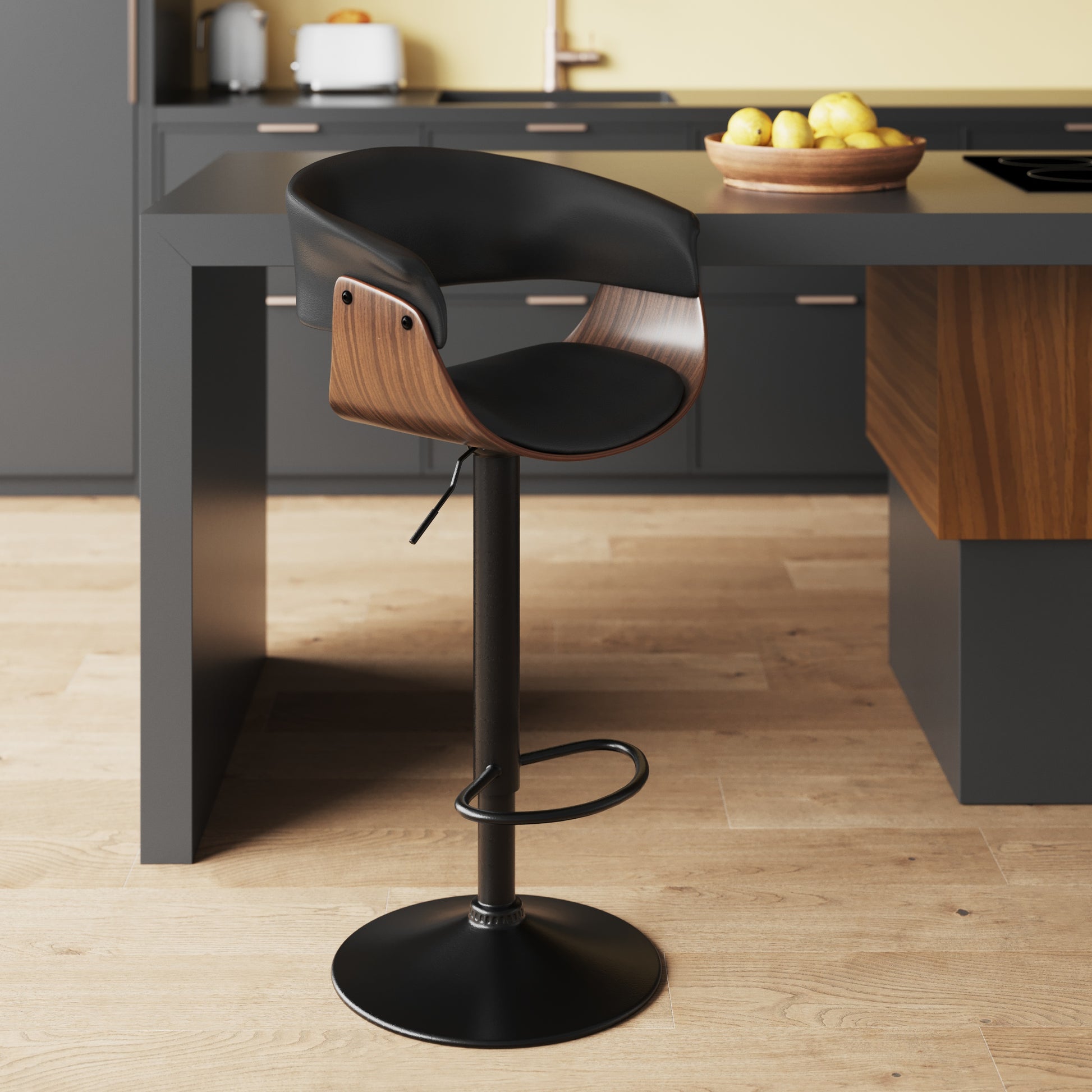 chaise de bar reglable 59 81 cm basile noire