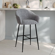 chaise de bar socky en tissu gris pieds noirs rdv deco