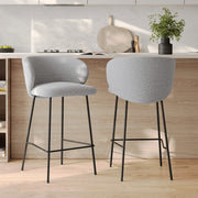 chaise de bar tissu gris chine pieds noi