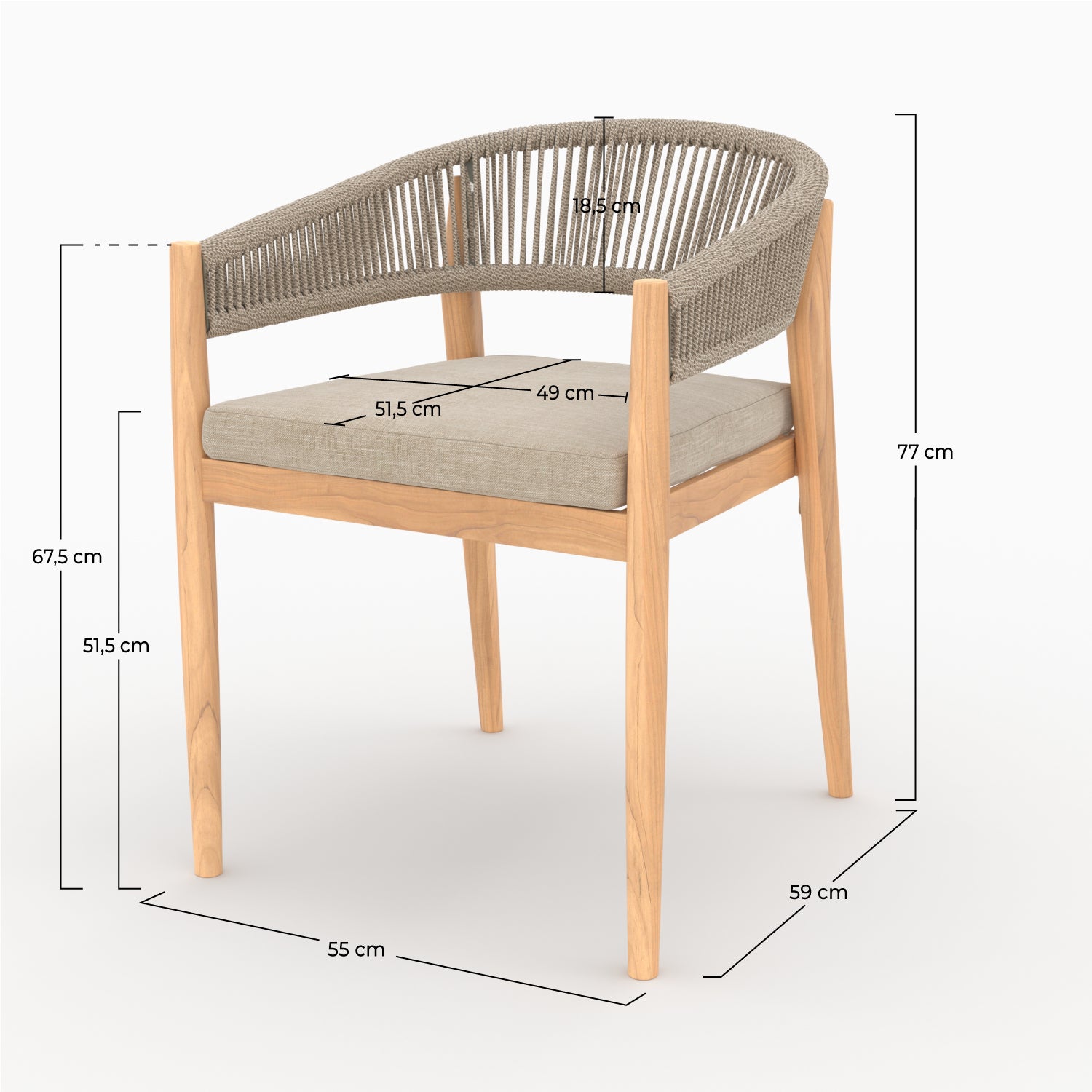 chaise de jardin tissu beige et bois acacia fond beige izia