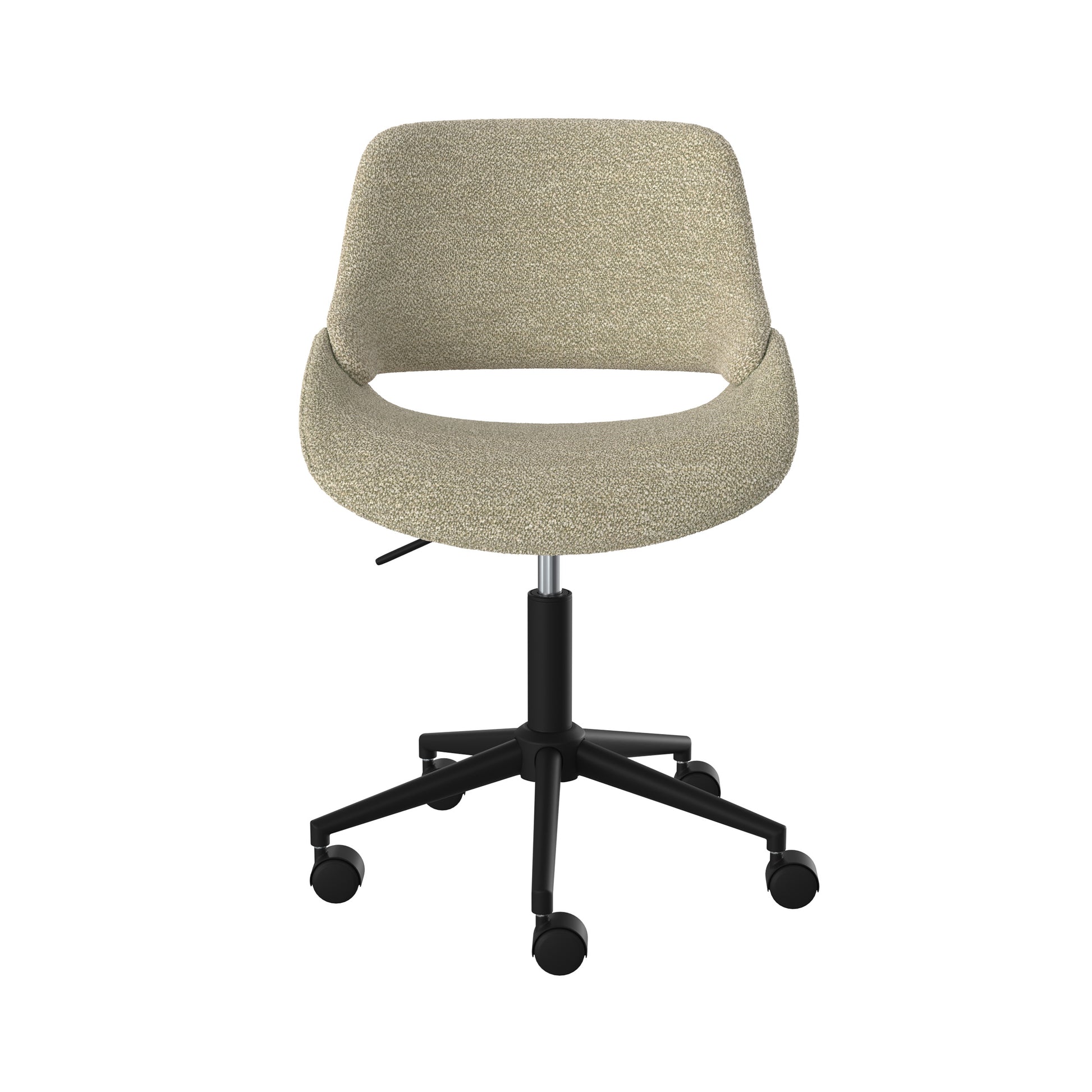 chaise dune de bureau pivotante et reglable en tissu boucle beige pieds en metal noir