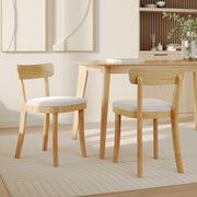 chaise en bois clair et tissu beige keno lot 2