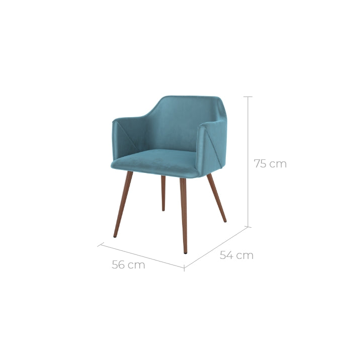 chaise en lot de 2 en velours bleu daisy