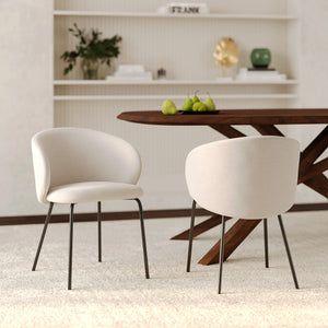 chaise en tissu beige pieds noirs victoria rdv deco lot de 2