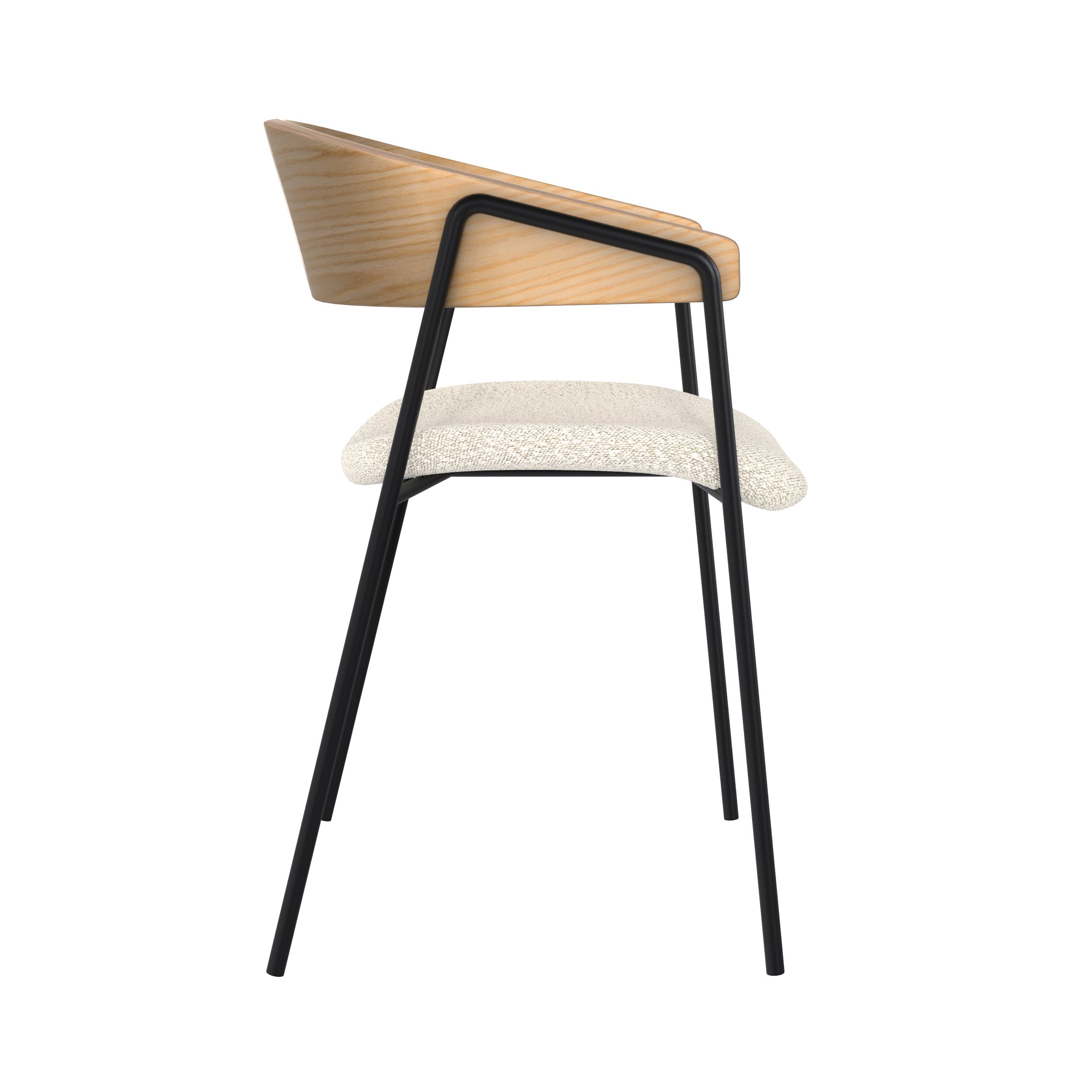 chaise en tissu boucle blanc esmee et bois de chene lot de 2