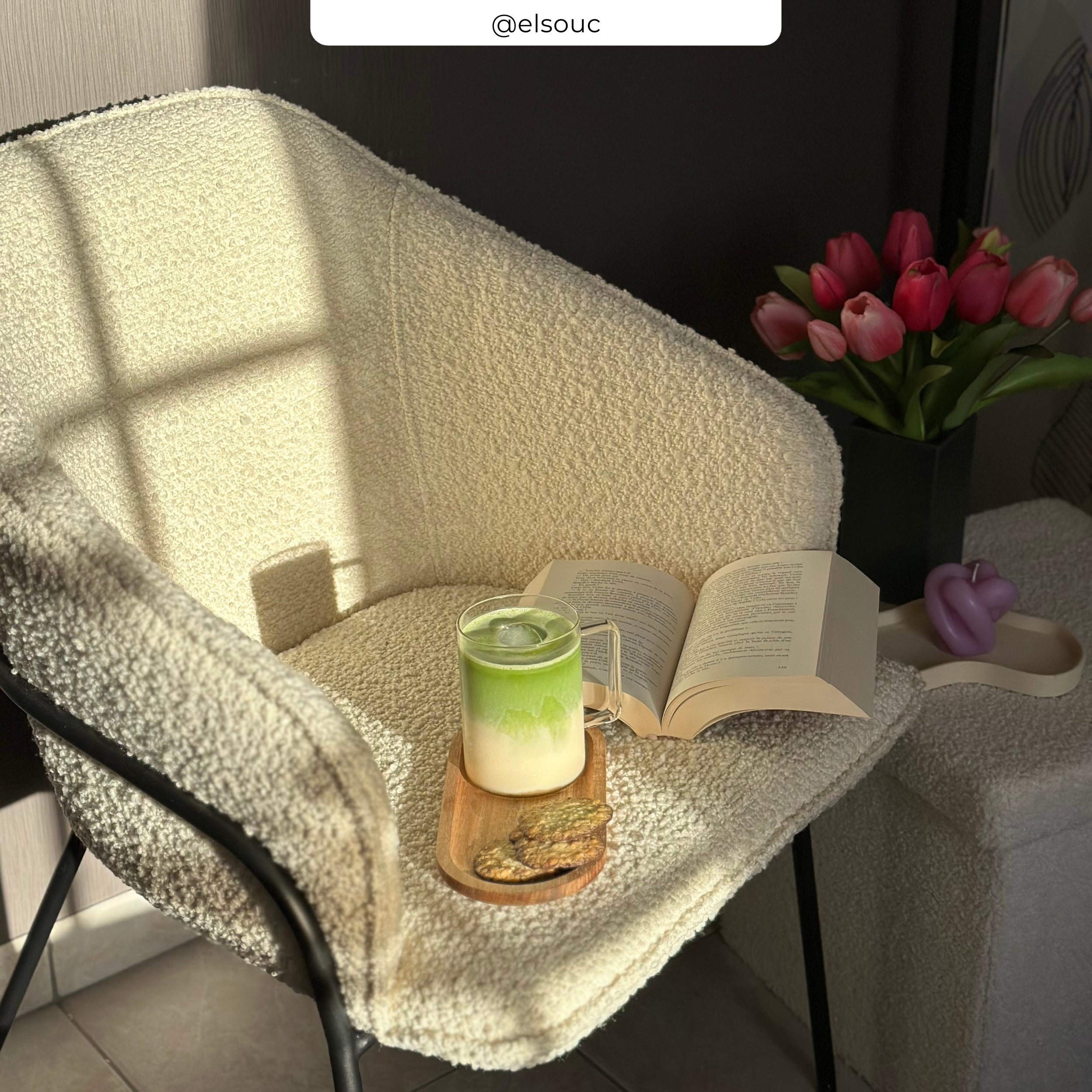 chaise en tissu boucle blanc toscane effet laine boucle