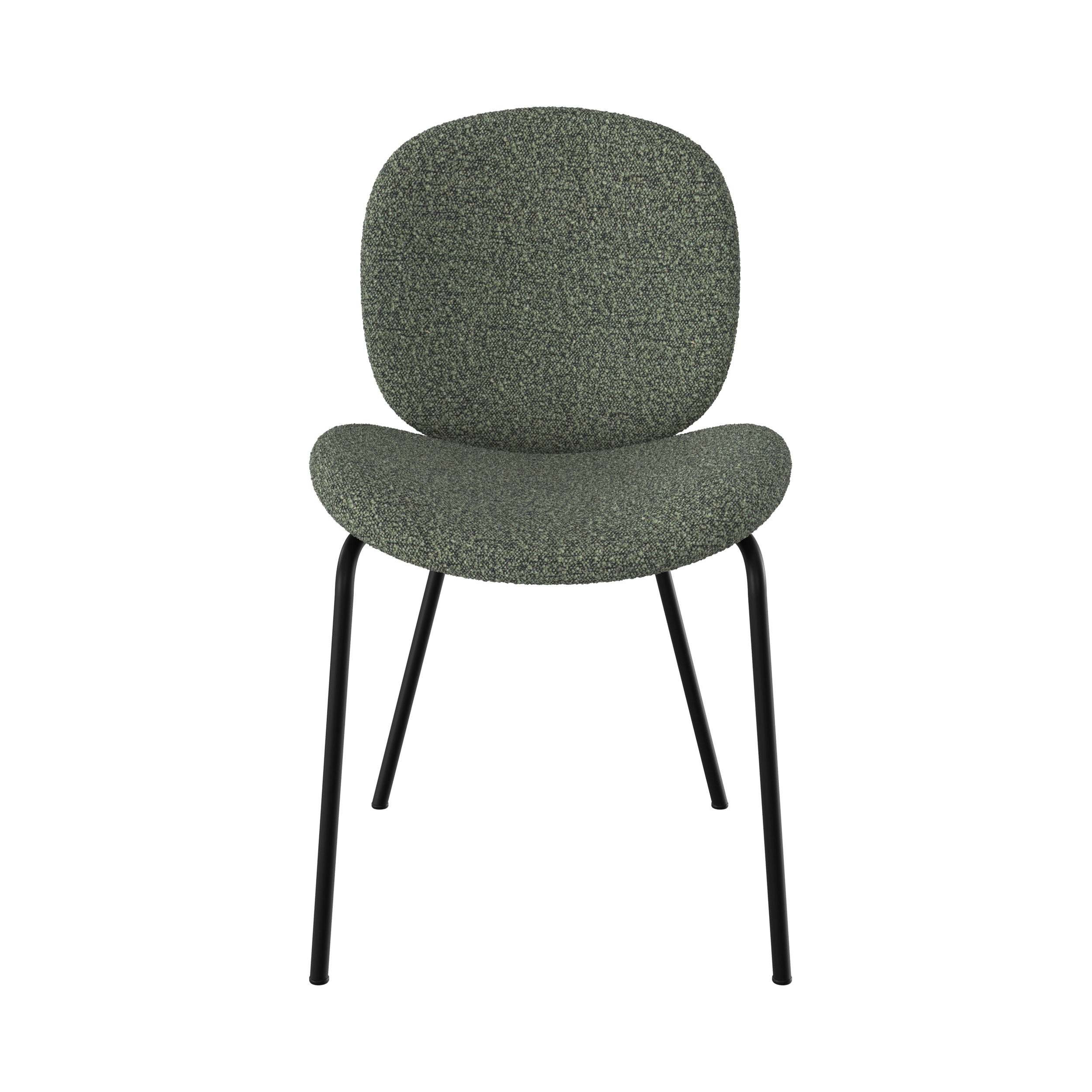 chaise en tissu boucle vert kaki iris metal noir lot de 2